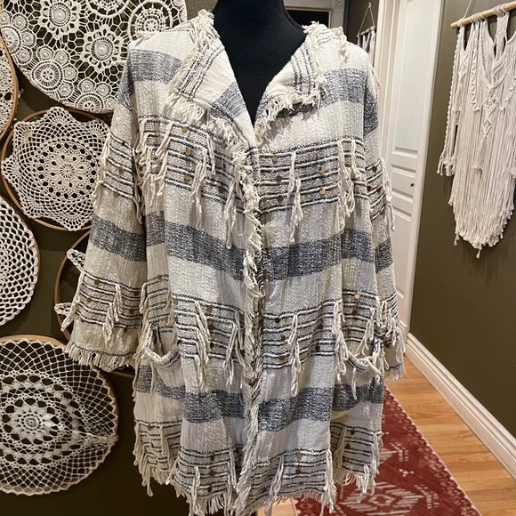 World Market Boho Striped Fringe Open Cardigan – Size L/XL - Picture 11 of 14